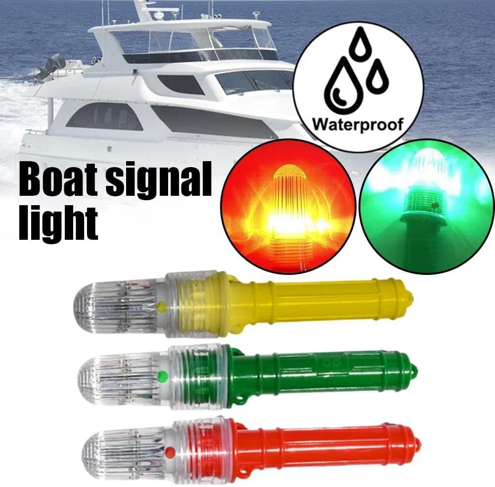 3 PCS Boat Flares, Boat Strobe & Safety Lights,Electronic Distress Flare Day/Night Use for Boating, Fishing Nets, Life Rafts & Buoys - Red Aerial & Handheld Signals