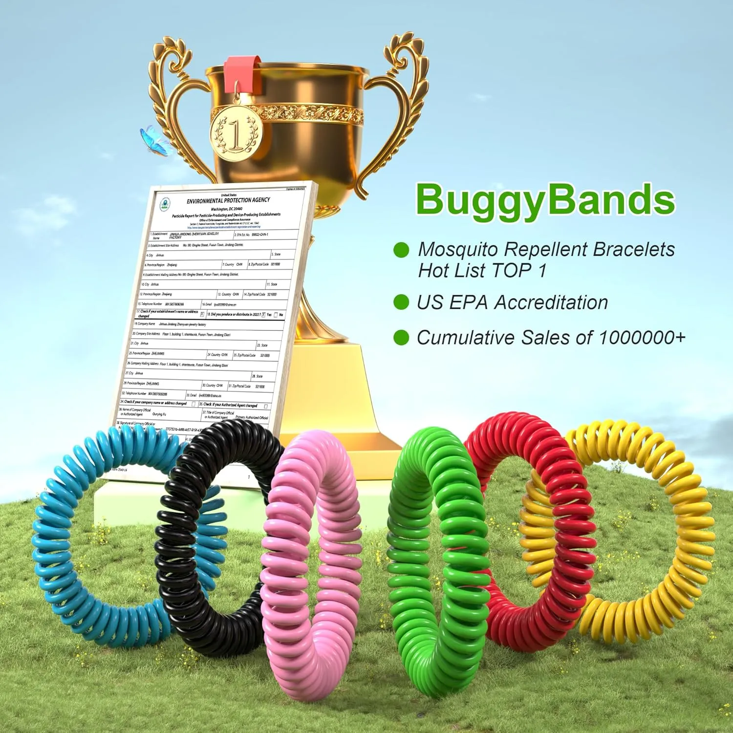 30 Pack Mosquito Repellent Bracelets, DEET-Free Waterproof Bands, Individually Wrapped