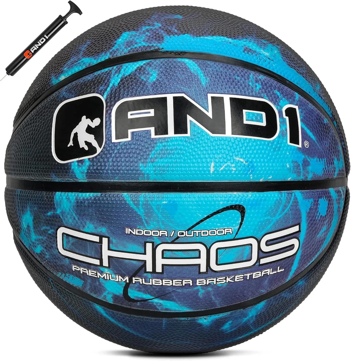 AND1 Chaos Basketball: Official Regulation Size 7 (29.5 inches) Rubber - Deep Channel Construction Streetball, Made for Indoor Outdoor Basketball Games