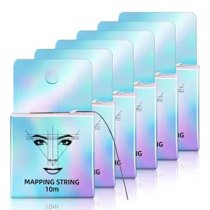 ATOMUS Eyebrow Mapping String 6 Pieces 10m(32ft) Pre-Inked Microblading String for Brow Mapping Measuring Marking Symmetrical Eyebrow Thread (Black)