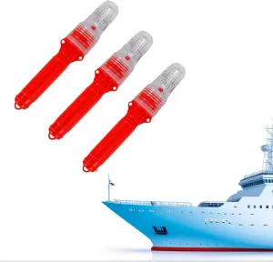 Boat Flares (3-Pack) - US Coast Guard Approved Marine Emergency Flares, Waterproof & Visible up to 10 Miles, Day/Night Use for Boating, Fishing Nets, Life Rafts & Buoys - Red Aerial & Handheld Signals