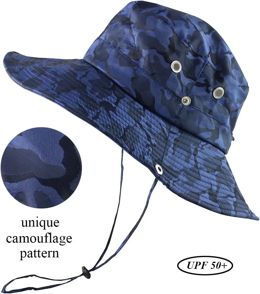 CAMOLAND Mens Fishing Hat Wide Large Brim Sun Hat with Outdoor UV Protection