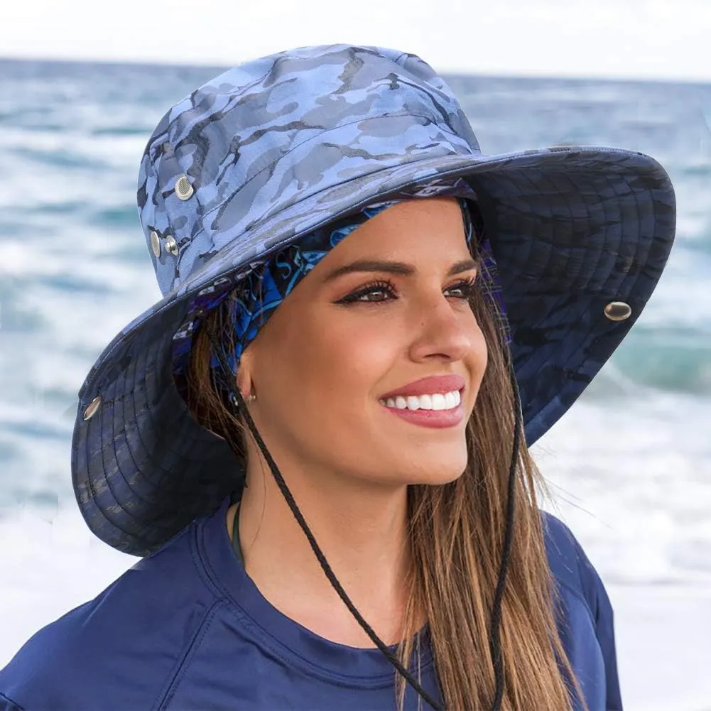 CAMOLAND Mens Fishing Hat Wide Large Brim Sun Hat with Outdoor UV Protection