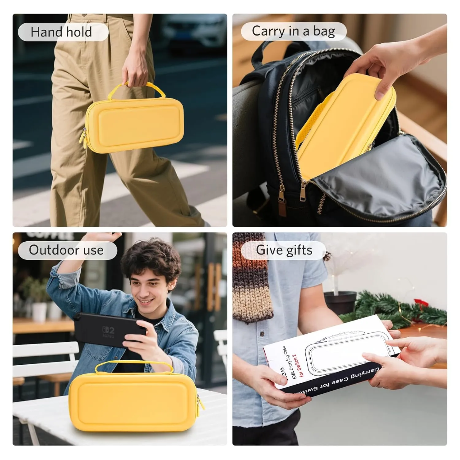 CoBak Large Capacity Carrying Case for Nintendo Switch 2 ( 2025 ) , Ultra Slim Premium EVA Travel Pouch with 24 Game Cartridges, Screen Protective Cover, Accessories Storage Bag, Yellow