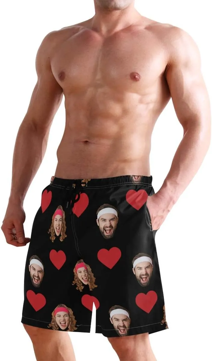 Custom Photo Mens Swim Trunks Personalized Beach Board Shorts Swim Shorts