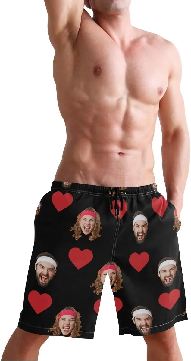 Custom Photo Mens Swim Trunks Personalized Beach Board Shorts Swim Shorts