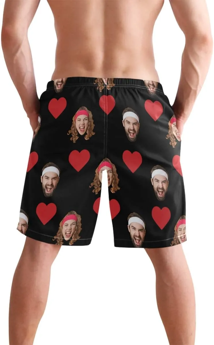 Custom Photo Mens Swim Trunks Personalized Beach Board Shorts Swim Shorts