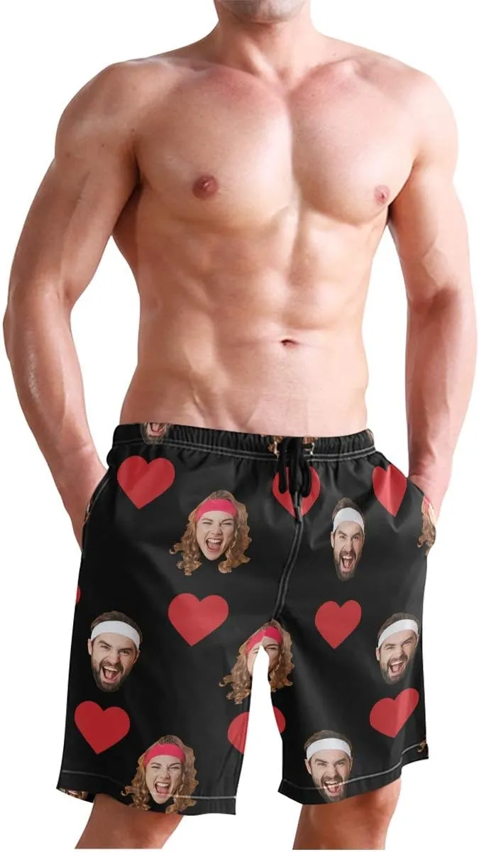 Custom Photo Mens Swim Trunks Personalized Beach Board Shorts Swim Shorts