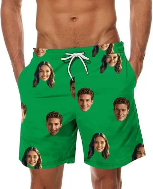 Custom Shorts for Men Swim Trunks with Faces Personalized Funny Gifts Vacation Bathing Suit Beach Board Swim Shorts