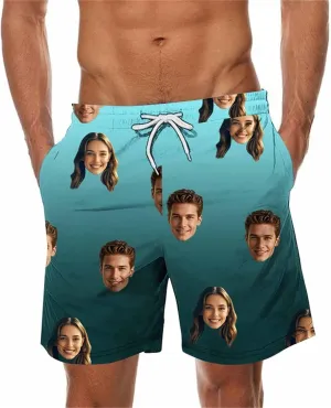 Custom Shorts for Men Swim Trunks with Faces Personalized Funny Gifts Vacation Bathing Suit Beach Board Swim Shorts
