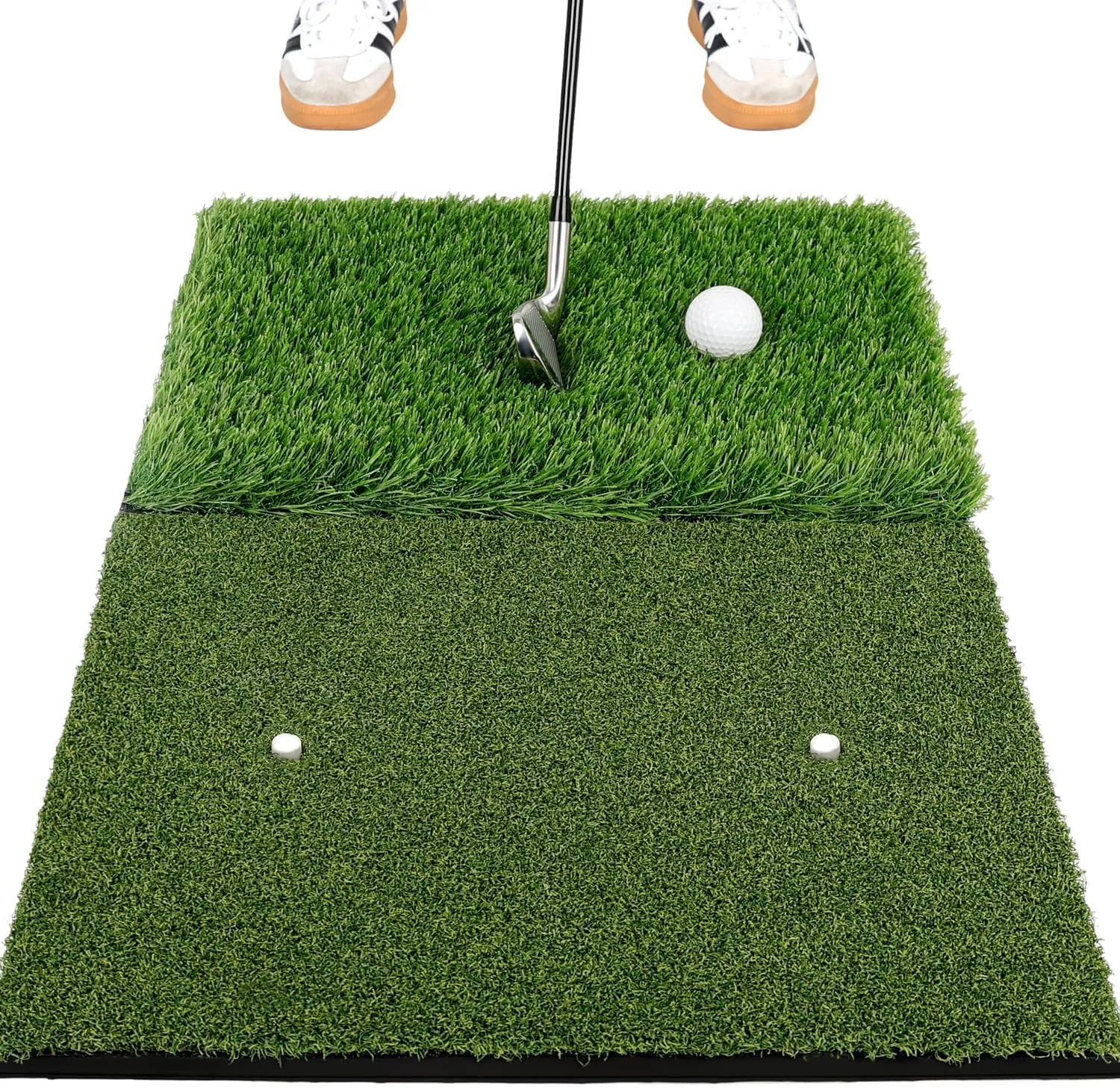 Dual-Turf Golf Mat Includes 2 Rubber Tees & 9 Plastic Tees, Foldable Golf Hitting Mat with Eva Padding, Golf Mats Practice Outdoor and Indoor Training