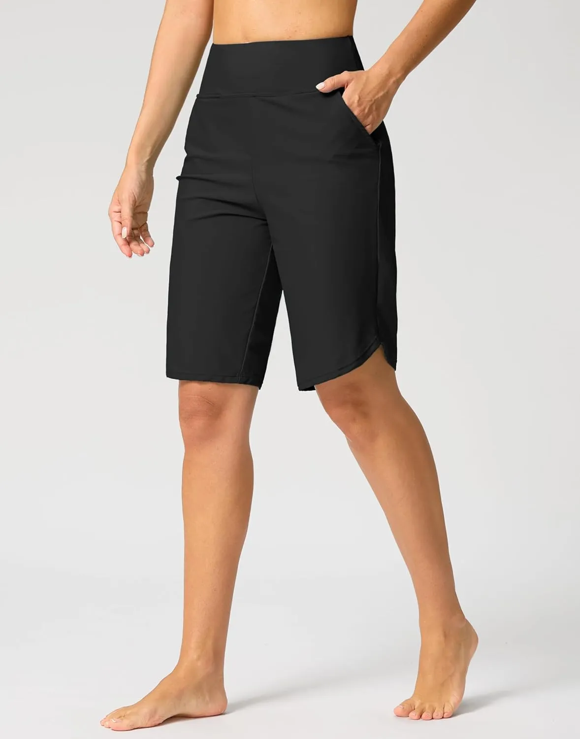 G Gradual Women's High Waisted Swim Board Shorts 11" Knee Length Beach Swimming Long Shorts for Women with Pockets Liner