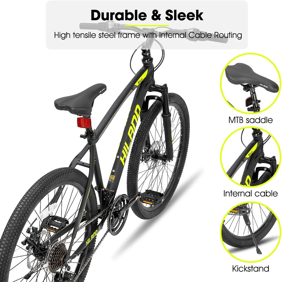 HILAND Mens and Womens Mountain Bike, 26 Inch 21 Speed Mountain Bicycle with Dual Disc Brake, Front Suspension Fork, High Carbon Steel Frame Urban Commuter Bike for Adults