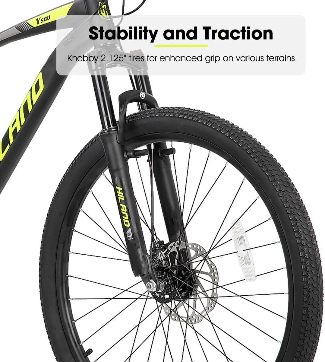 HILAND Mens and Womens Mountain Bike, 26 Inch 21 Speed Mountain Bicycle with Dual Disc Brake, Front Suspension Fork, High Carbon Steel Frame Urban Commuter Bike for Adults