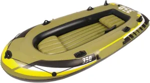 Inflatable Canoe for 2-4 People, Heavy Duty PVC Kayak with Air Pump & Paddles, Foldable Raft for Fishing & Outdoor Rafting, Portable Boat