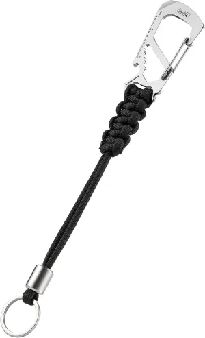 KeyUnity KC04 Paracord Keychain Carabiner Clip, Braided Lanyard with Stainless Steel Key Ring and Bead for Hanging Bottles