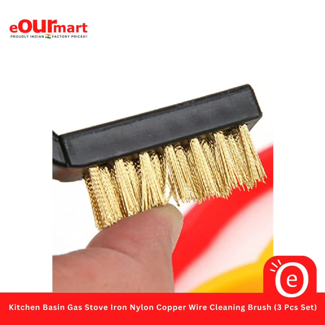 Kitchen Basin Gas Stove Iron Nylon Copper Wire Cleaning Brush (3 Pcs Set)