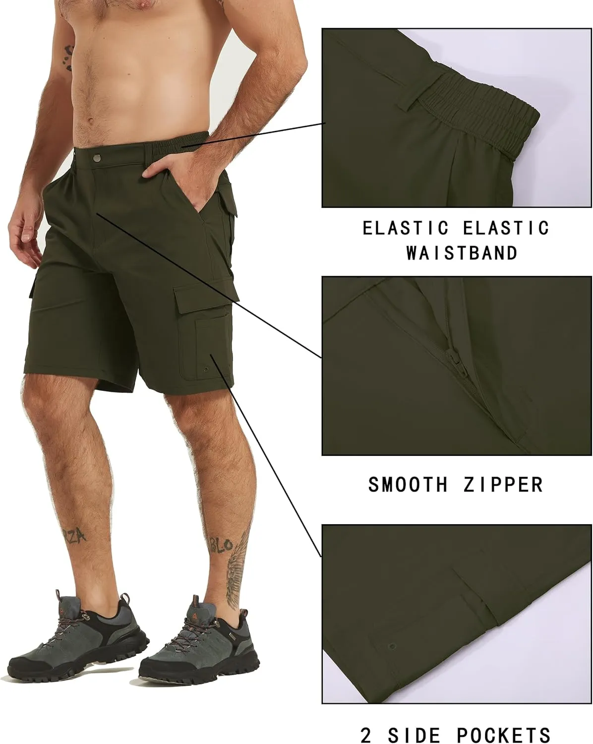 Men's Cargo Work Hiking Shorts Lightweight Quick Dry Waterproof Outdoor Golf Shorts for Men Fishing Travel Camping