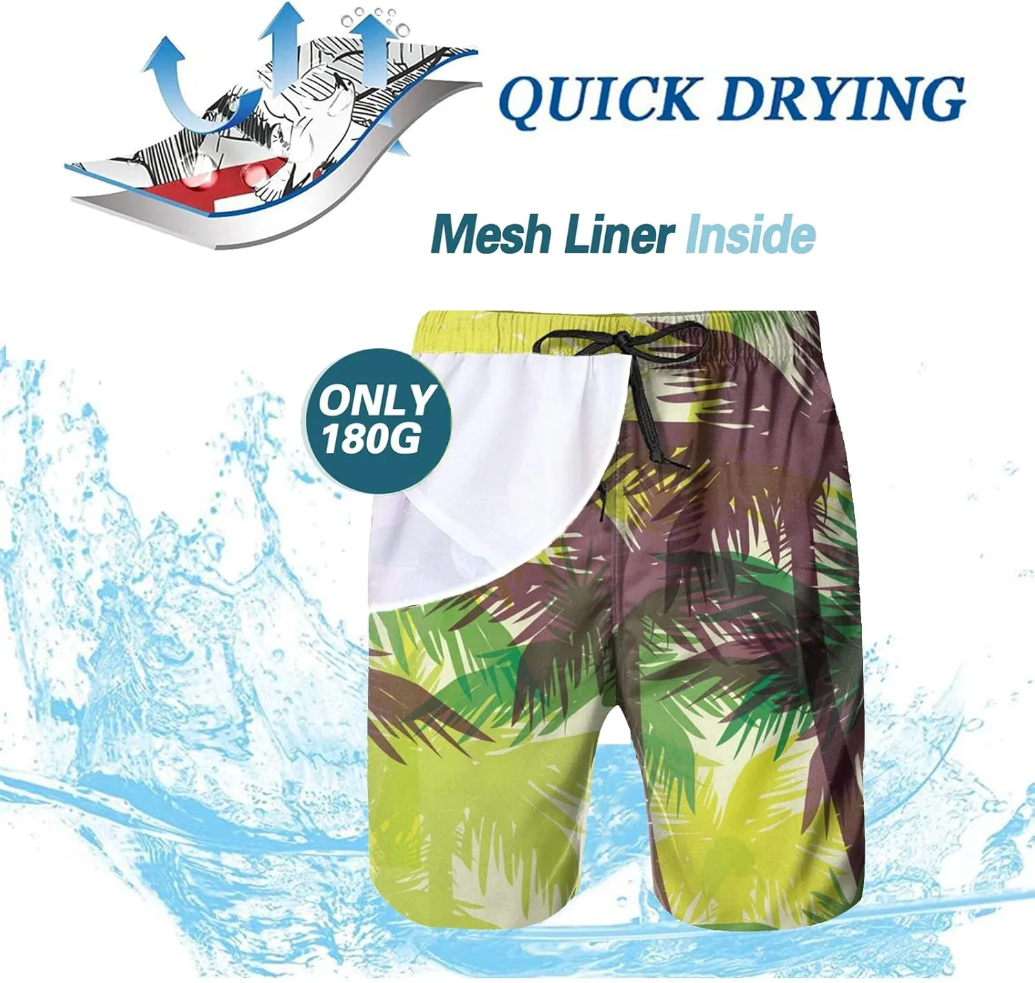 Men's Swim Trunks Quick Dry Swimming Trunks Upside Down Pineapple Beach Shorts with Mesh Lining and Pockets
