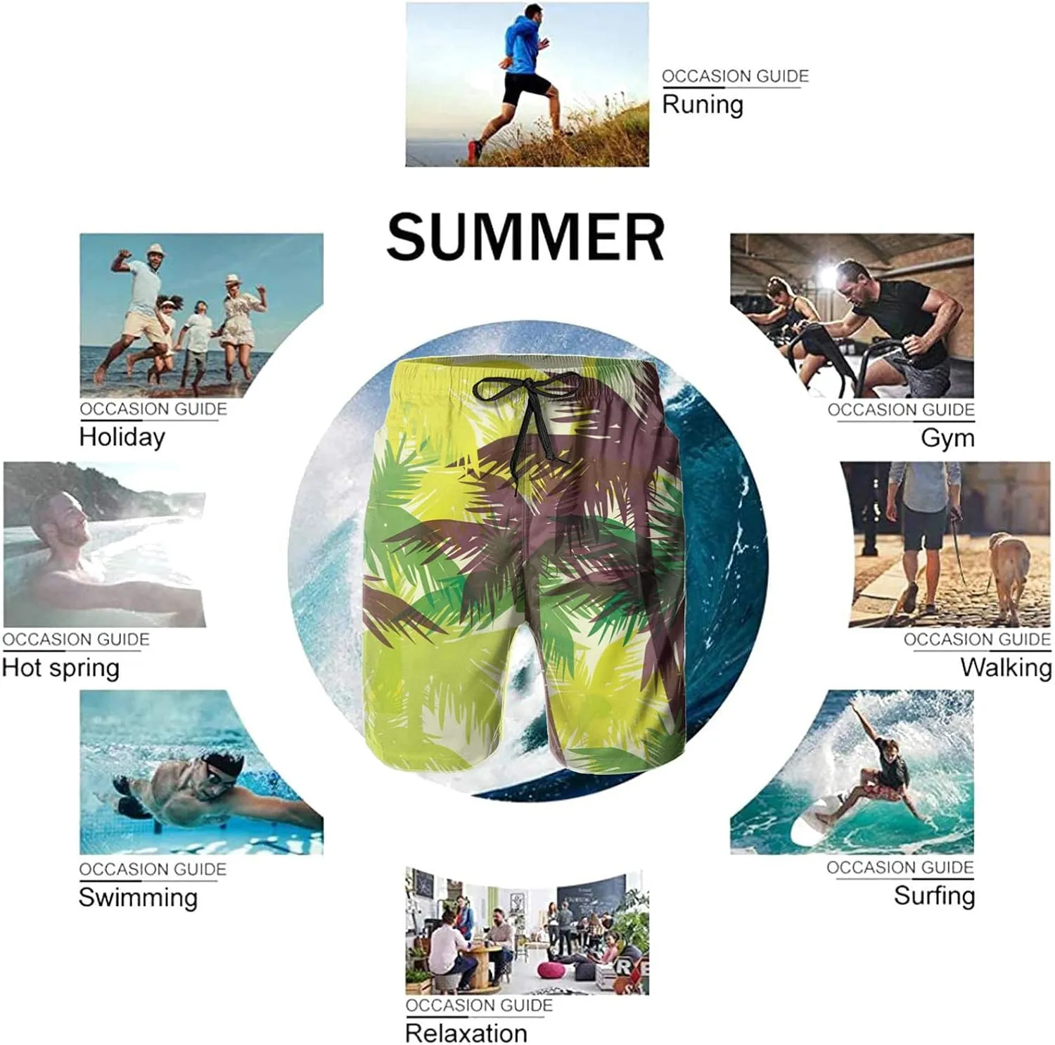 Men's Swim Trunks Quick Dry Swimming Trunks Upside Down Pineapple Beach Shorts with Mesh Lining and Pockets