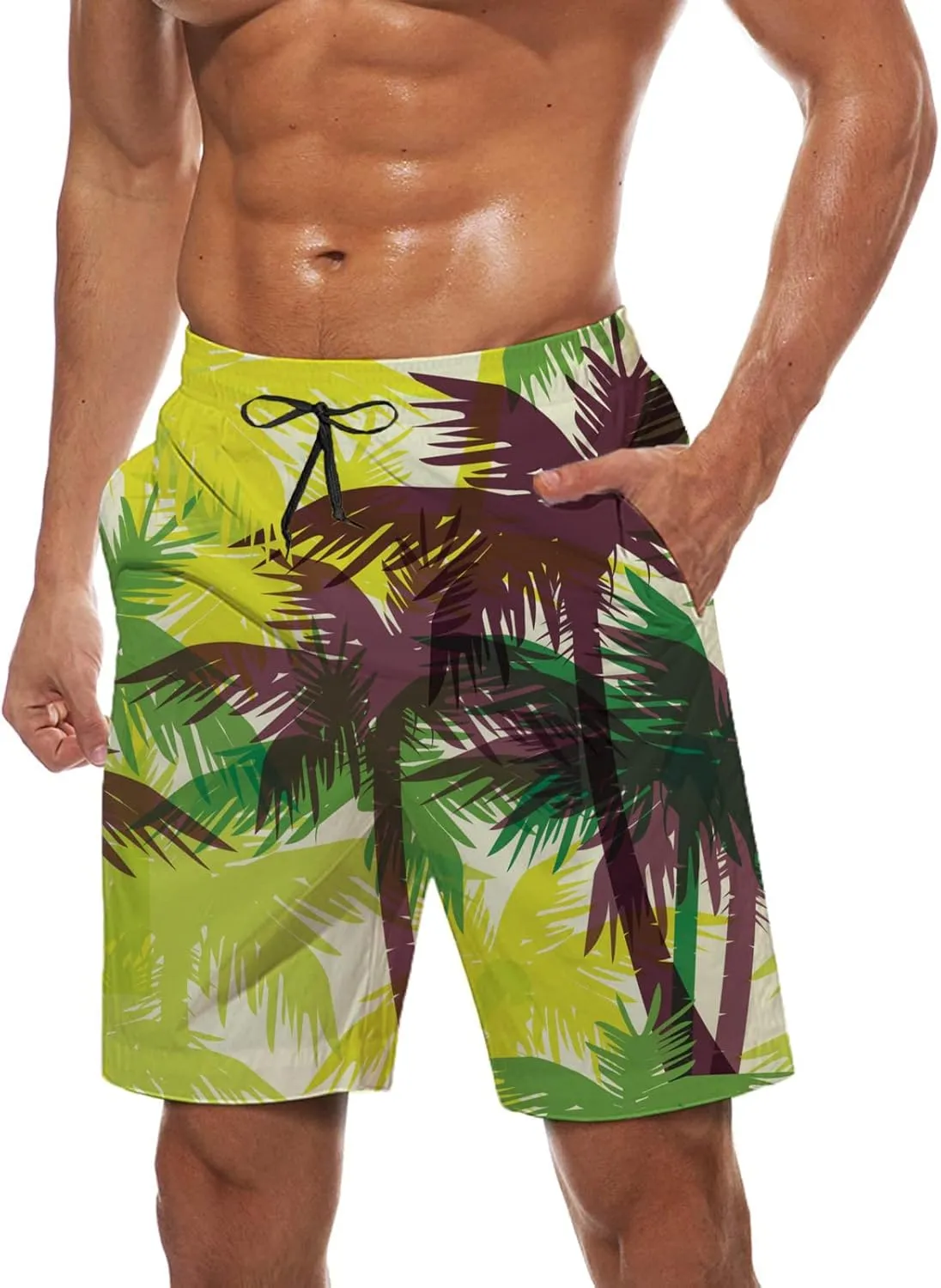 Men's Swim Trunks Quick Dry Swimming Trunks Upside Down Pineapple Beach Shorts with Mesh Lining and Pockets