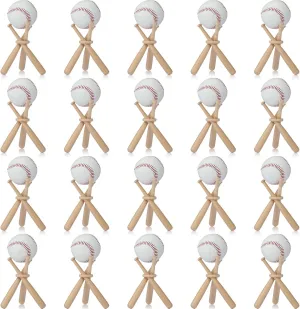 Mudder 20 Pack Baseball Stand Baseball Holders Balls Display Wooden Display Stand Holder Centerpieces for Tables for Sports Lover