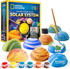 National Geographic Magnetic Solar System Painting Kit  3D Magnet Making Kit, Paint 8 Planets & The Sun, Craft Kit with Paints, Brushes, Magnets & More, Kids Art Kit, DIY Magnets
