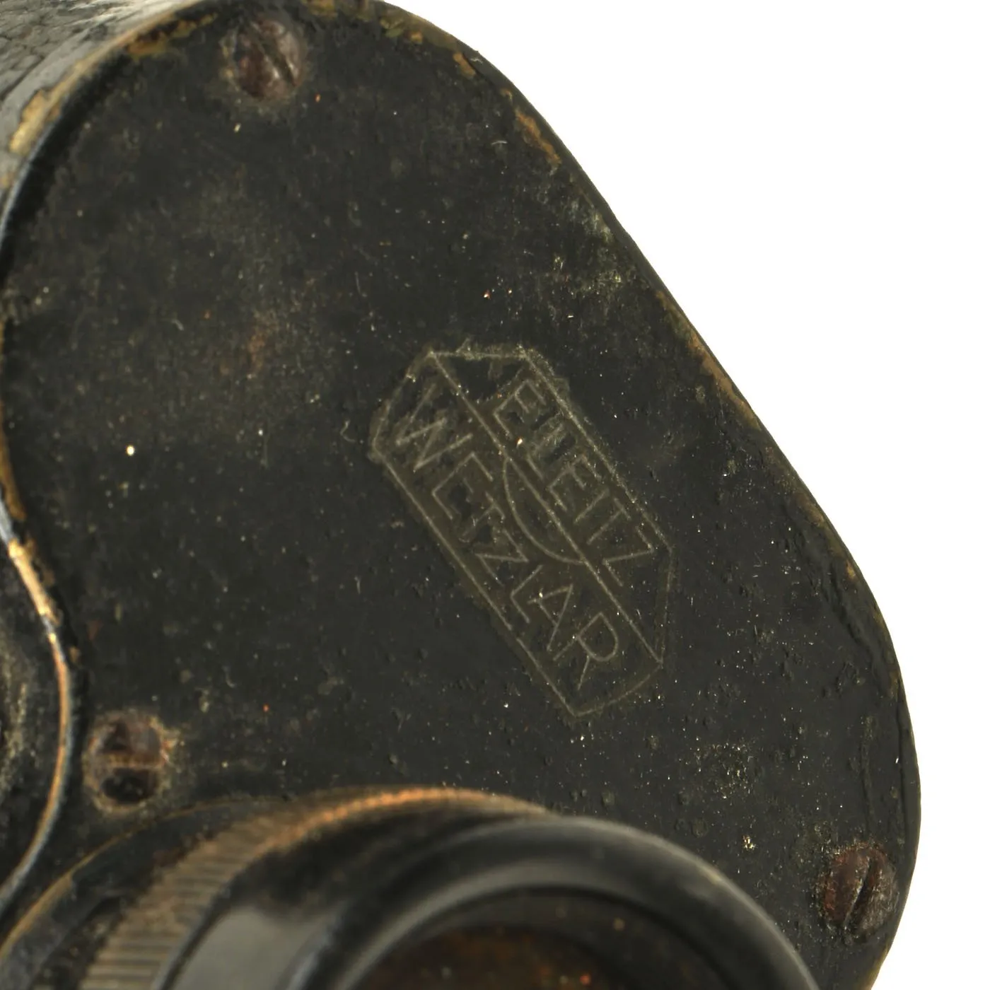 Original German WWII Ernst Leitz 10x50 Dienstglas Binoculars with Leather Case & Button Tab dated 1937