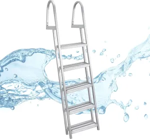 RecPro Marine Pontoon Boat Dock Heavy Duty Aluminum Removable Boarding Ladder (5-Step)