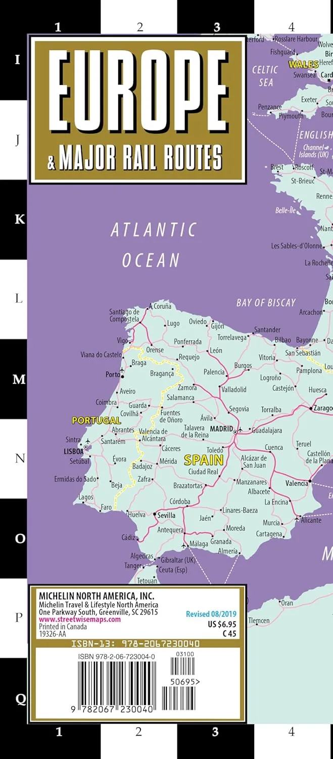 Streetwise Europe & Major Rail Routes Laminated Map (Michelin Streetwise Maps) Map  Folded Map, August 15, 2019