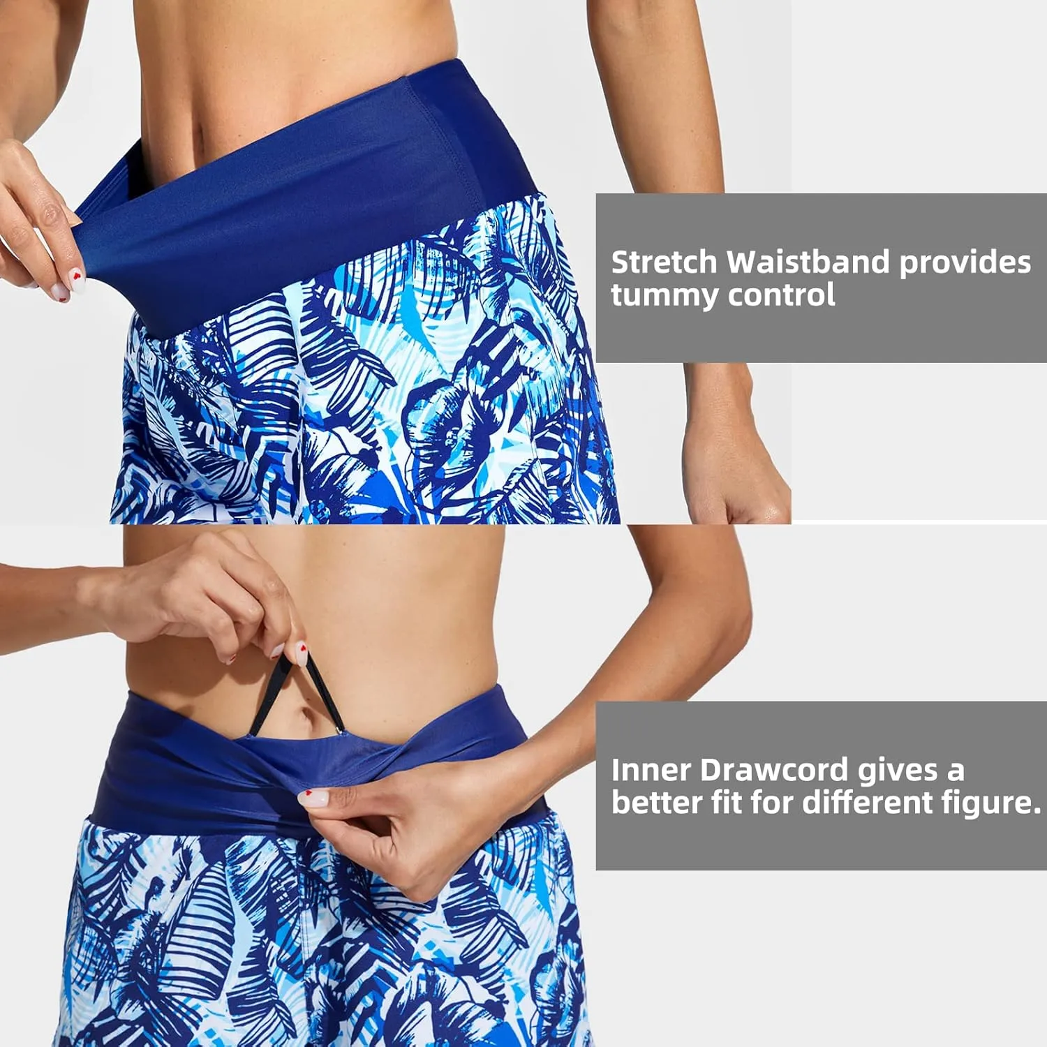 Swim Shorts Women High Waisted Tummy Control Swim Board Shorts Quick Dry Bathing Suit Swimwear Bottoms with Liner