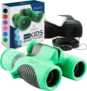 Think Peak Green Binoculars Science Toy for Kids Ages 4-8 Years - Real Compact Outdoor Adventure & STEM Educational Nature Hiking Explorer for Bird Watching, Camping Childrens Birthday Gift