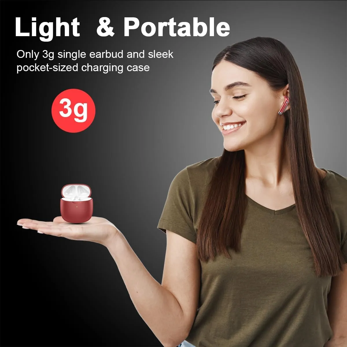 Wireless Earbuds, Bluetooth 5.3 Headphones in Ear with Noise Cancelling Mic, Bluetooth Earbuds Stereo Bass, IP7 Waterproof Sports Earphones, 32H Playtime USB C Charging Ear Buds Red for Android iOS